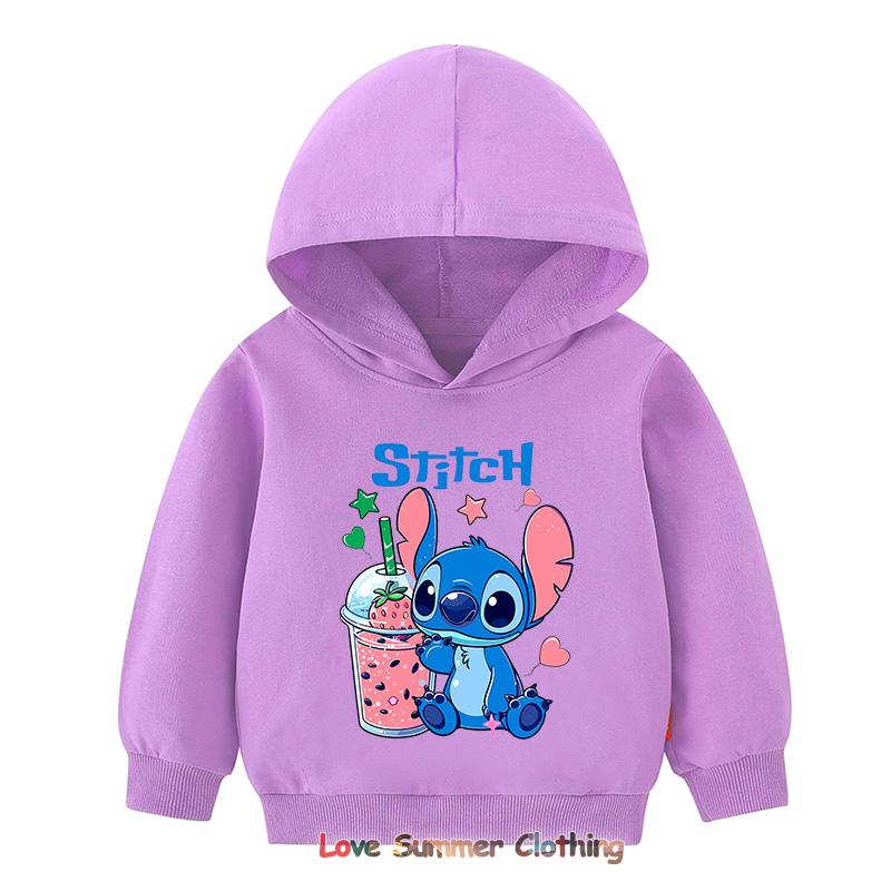 Stitch Hoodie for Kids HD Print Boys Girls Pullover Brother Sister Matching Hoodies Polyester  Casual Girls Sweatshirt Fall Age 4-14