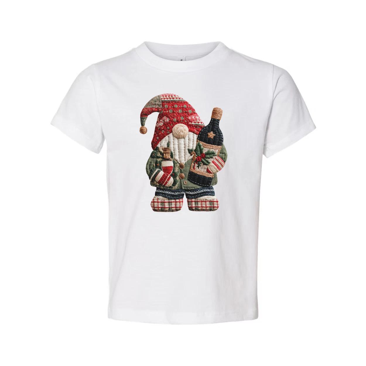 

Christmas Santa Claus Knitted Patch T Shirt Featuring Bottle Wrapped Gifts And F S