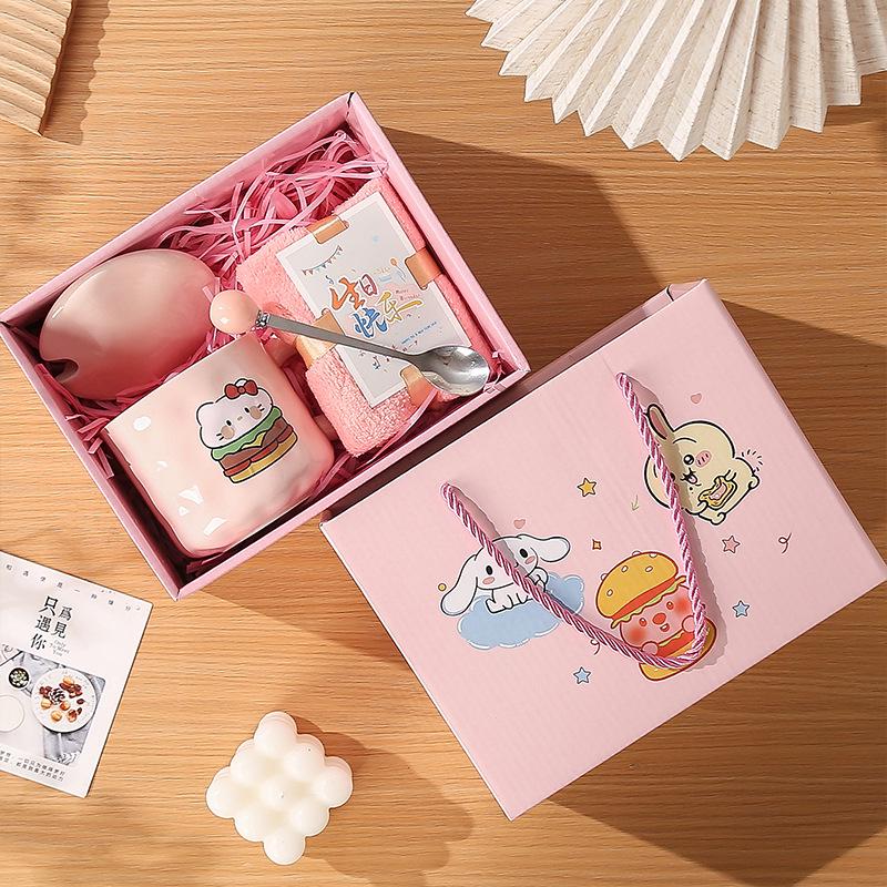 Cute Fufu Ceramic Birthday Cake Mug with Lid & Spoon: Perfect Gift for Girls