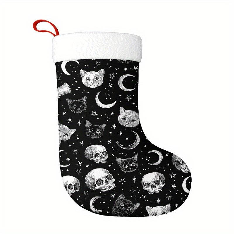 Christmas decoration fireplace hanging stocking1pc Gothic Black & White Christmas Stocking with Santa Ornament