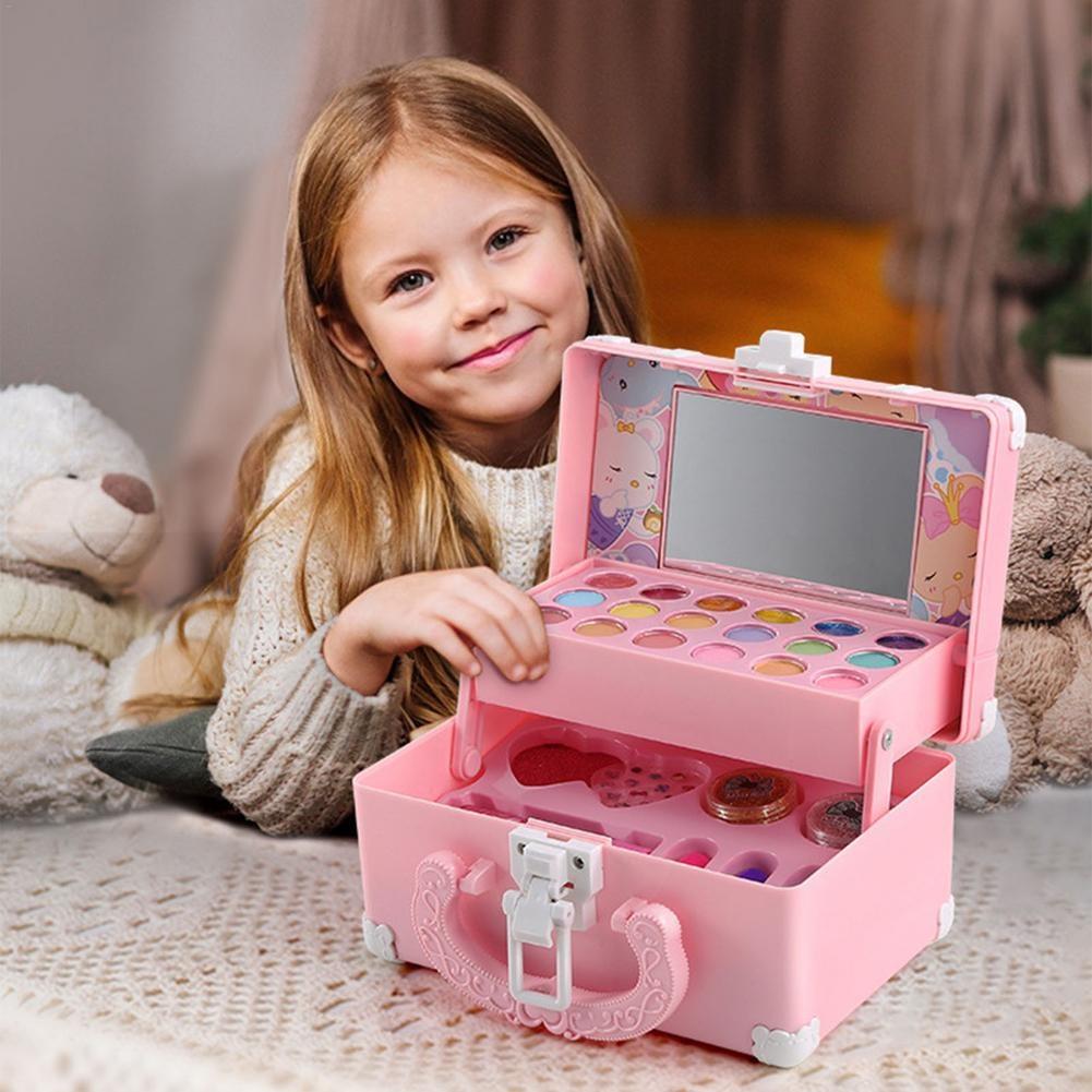 Ensemble de maquillage pour enfants, maquillage de rouge à lèvres, jeu de simulation avec jouets, jouets éducatifs cosmétiques, jouet de maquillage de princesse pour fille, valise cadeau