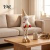 Stuffed Snowman Tabletop Decor Christmas Plush with Extendable Legs, Sequins Hat Holding Star Winter Home Doll, Standing Long Legs Xmas Decoration