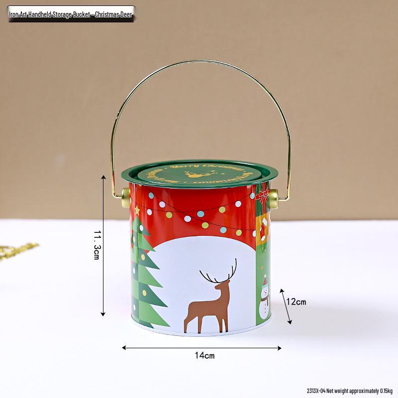 Creative Christmas Tin Bucket for Candy, Biscuits & Snacks - Ideal Gift Packaging