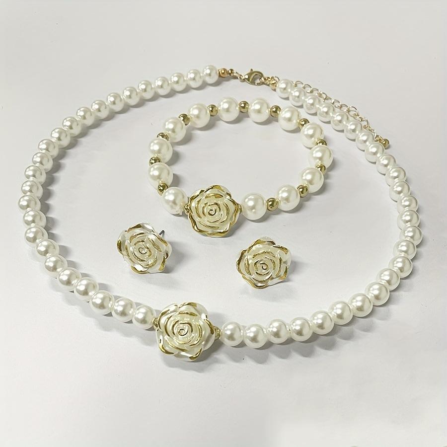 Accessories Flower Style Necklace Bracelet Stud Earrings Combination Women s Jewelry Set Ornament