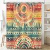 Colorful Boho Mandala Shower Curtain Printed Waterproof Fabric for Home Decor Bathrooms Orange Red Teal Blue Abstract Pattern Si