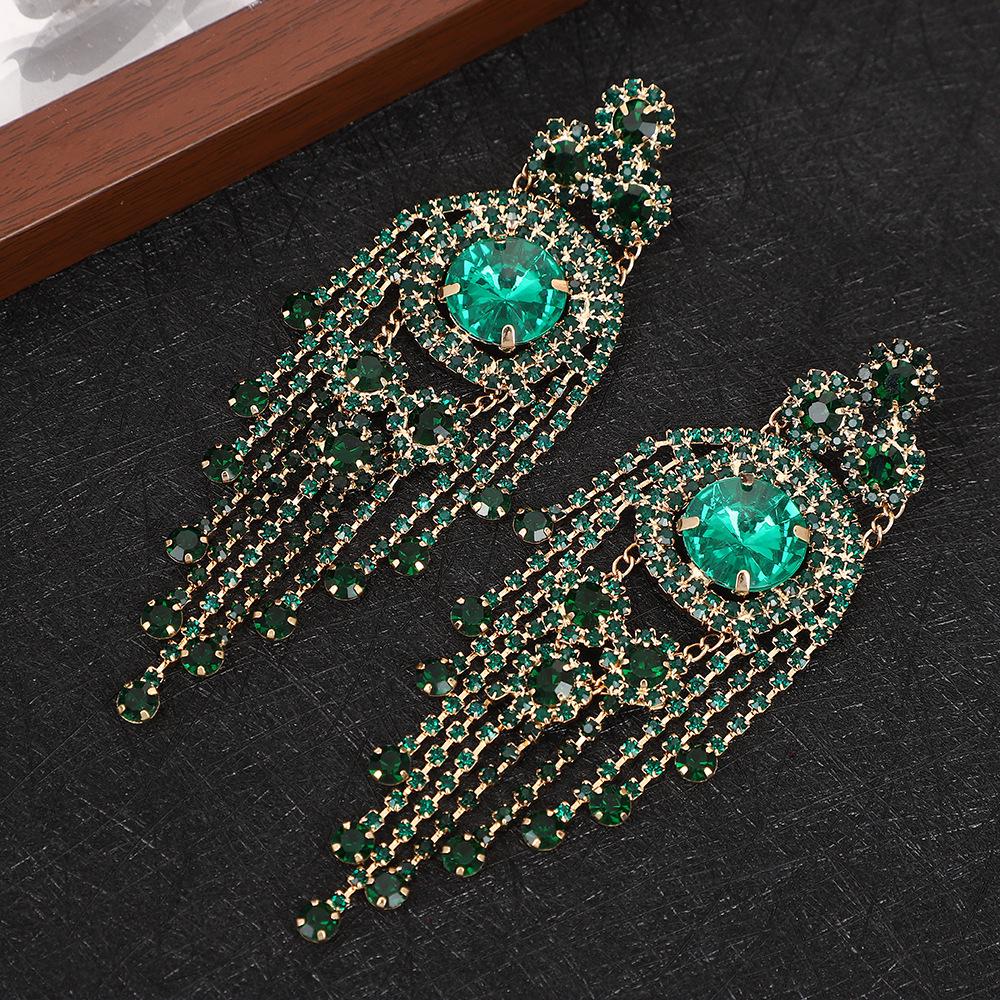 Luxury Rhinestone Tassel Statement Earrings: Trendy Women s Fashion Jewelry
