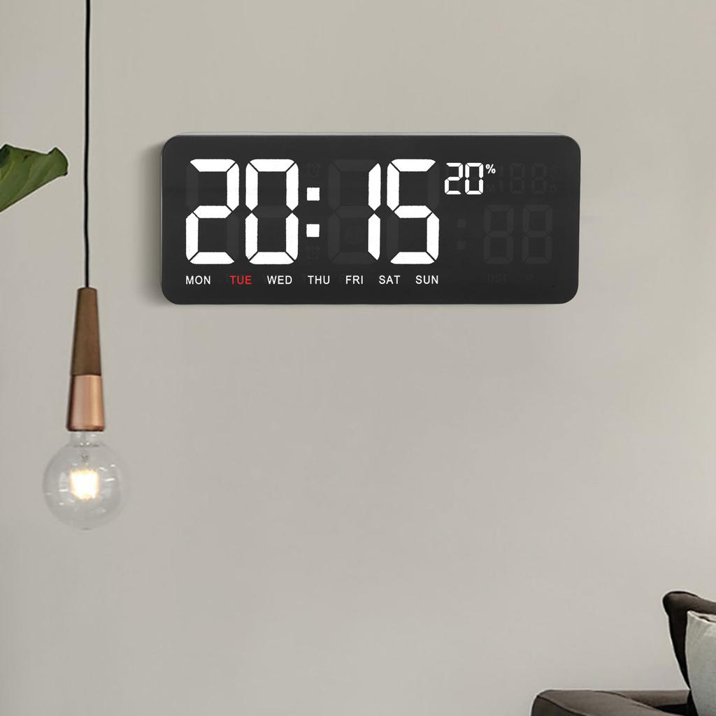 Cyfrowy Zegar Ścienny 6 Cyfrowy Kolorowy Wyświetlacz z Pilotem WiFi Korekcja Czasu Rzeczywistego Odliczanie Daty Tydzień Temperatura Wilgotność Przypomnienie Timer