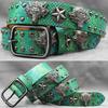 Original Punk Belt Men Women Skull Rivet Snake PU Leather Needle Buckle 105-125cm