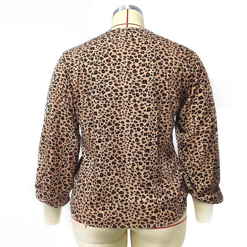 Spring and Autumn Women's Blouse Large Size Lantern Sleeve Loose Printed Shirt Long Sleeve Top
