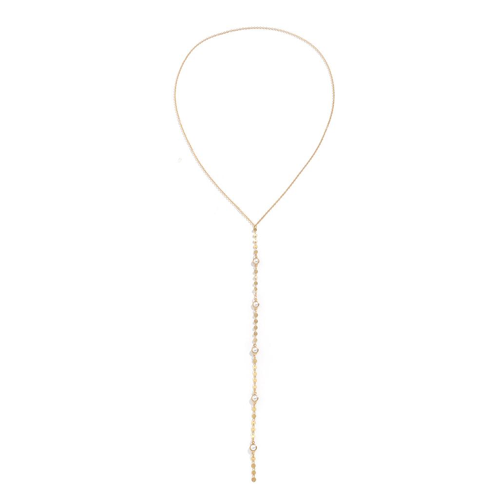 Sexy Kpop Long Tassel Pendant Chest Chain Necklace Women Collares Statement Crystal Sequin Pearl Choker Aesthetic Goth Jewelry