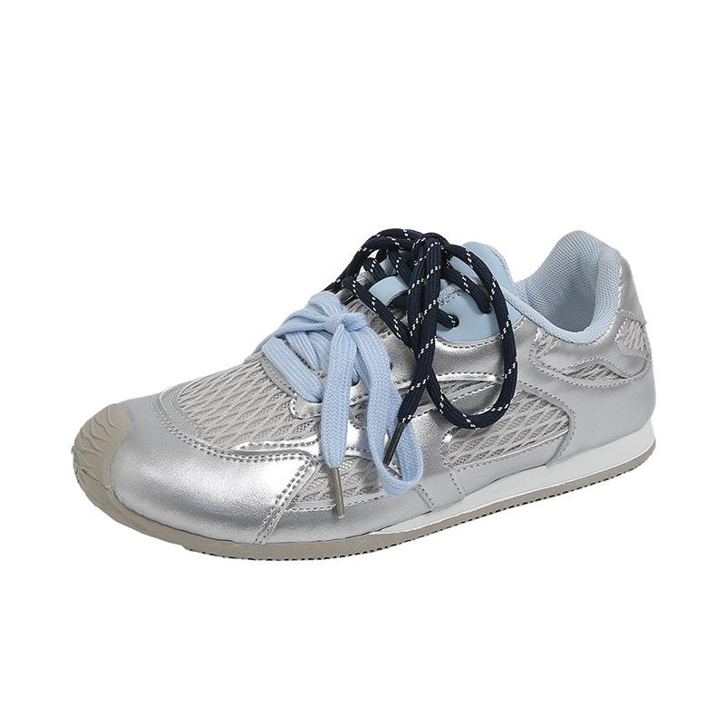 Lightweight and Fashionable Flat-bottomed Breathable Mesh German Training Shoes Women's 2025 Summer New Versatile Casual Flat-bottomed Sports Shoes