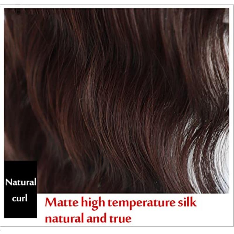 Body Wavy/Curly Hair Topper With Air Bangs For Women,Synthetic Hairpiece Clip in Hair Extension Add Volume Wig for Covering White Hair Hair Loss