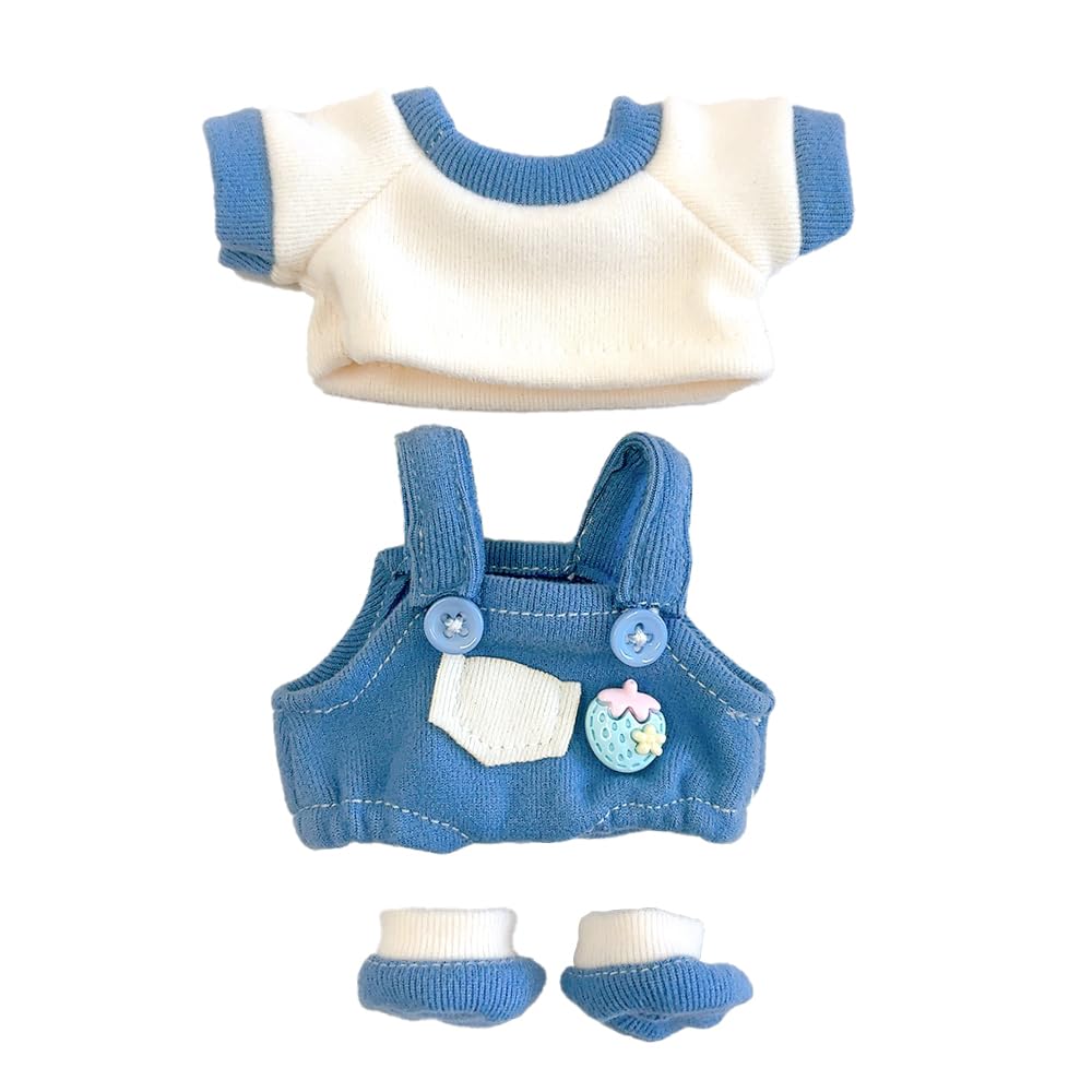 

и набор обуви для 10-сантиметровой плюшевой игрушки, подходит для k-pop и футболка, комбинезон, игрушка, синий, куклы, талисманы, аксессуары. [Использовал]