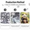 Cute Panda Eating Bamboo 5D Pearl Painting Kit with Frame DIY Sparkling Bead Canvas Art Relaxing Craft for Girls Room Decor Aesthetic