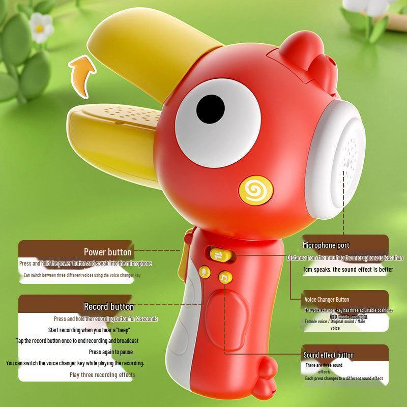 Cartoon Toucan Voice Changer: Children's Microphone & Amplifier Toy with Recording Feature