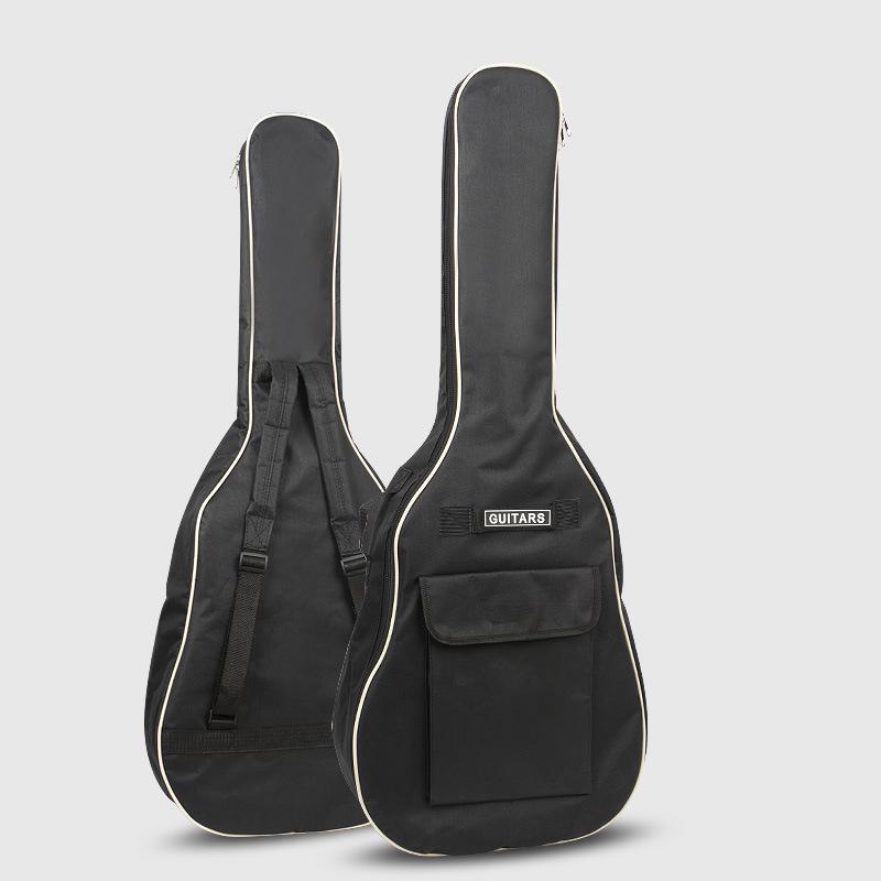 Cost-Effective Acoustic Guitar Gig Bag, Waterproof Black Polyester with Adjustable Strap & Heavy-Duty Stitching