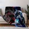 Ice Dragon and Wolf Flannel Printed Blanket Soft Comfortable Bed Blanket Modern Style Themed Decorative Blanket