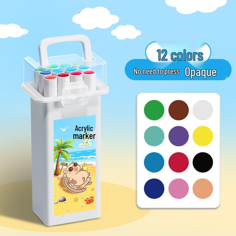 

Washable Acrylic Markers for Kids - Non-Bleeding, Stackable, Colorful Watercolor Pens