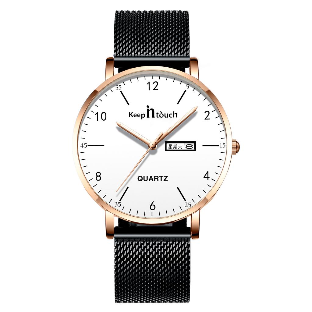 Silent Ultra-thin Men's Watch for Junior and High School Exams Men's Luminous Waterproof Quartz Watch for Young and High School Students