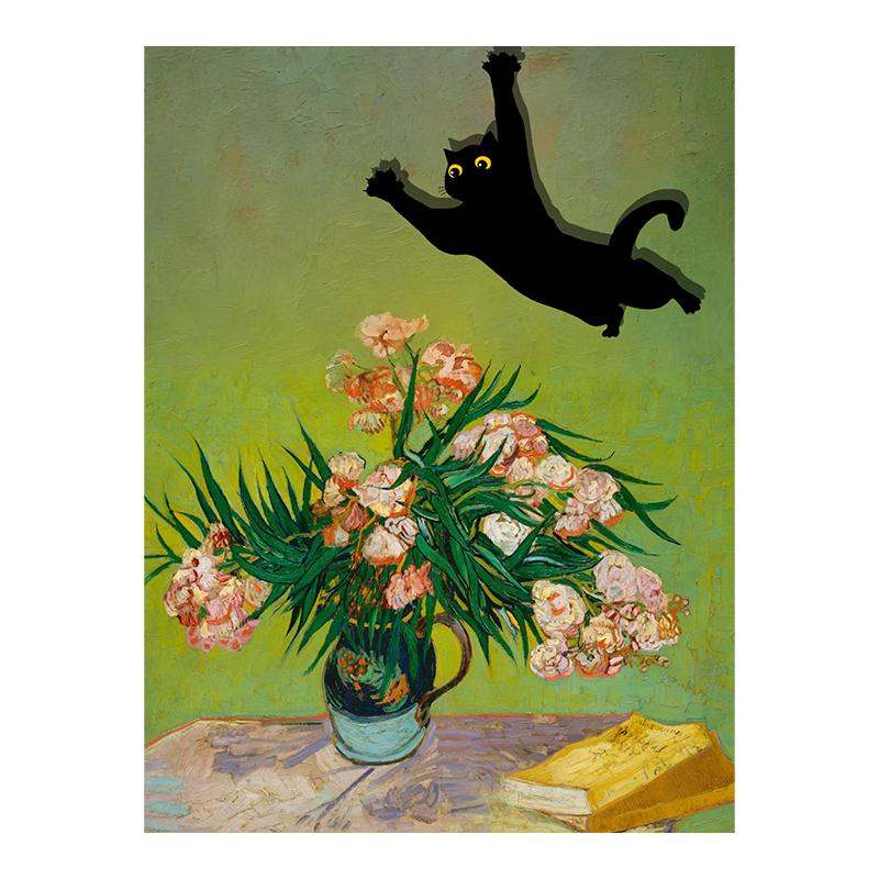 Van Gogh Black Cat Sunflowers Funny Art Matisse Monet Canvas Painting Posters And Prints Wall Pictures For Living Room Decor