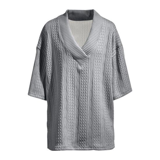 Men T-shirt V-Neck Short Sleeve Twist Jacquard Texture Tee Shirt Solid Color Loose Fit Summer Knitting Tops