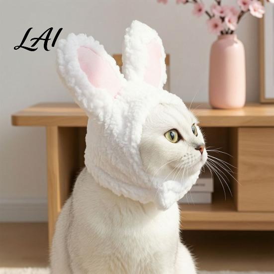 Cute Bunny Costume for Dogs Ears Cat Hat Pet Soft Plush Hat Comfortable Photo Prop with Rabbit Cats Small Party Fun Photos Adjustable Elastic