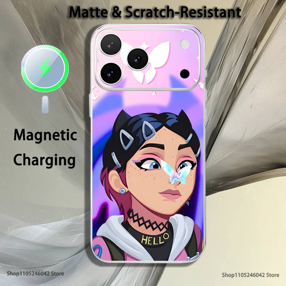 

Popular V-Valorant C-CloveS For iPhone 17,16,15,14,13,12,11,Pro,Max,Plus Magnetic Wireless Charging Transparent White Phone Case iPhone17promax