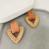1Pair Bohemian Rattan Knit Earrings Vintage Round Triangle Long Drop Dangle Earring Geometric Handmade Jewelry Accessories