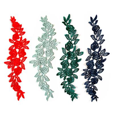 Accessoires floraux légers en polyester pour bricolage, accessoires en dentelle hydrosolubles, autocollants en tissu à broderie creuse, fleurs décoratives de mode à broderie
