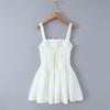 2025 Chic Square Neck Embroidered Bow Mini Dress