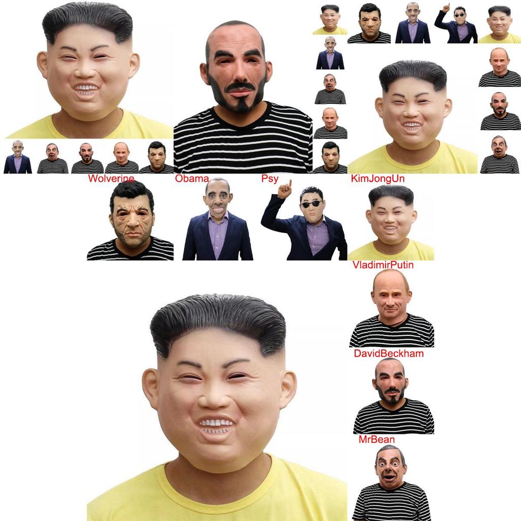 Jong Kim Un Trump Human Face Mask Latex Halloween Party Mask Disguise Costume