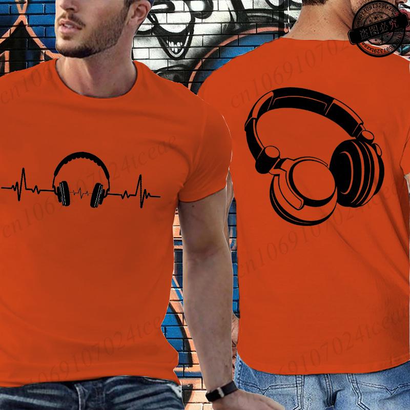 Music Dj Fashion T Shirt Men Women Headphone Music Lover  Print Tshirt Short Sleeve Round Neck Men Casual Summer Fashion T-shirt