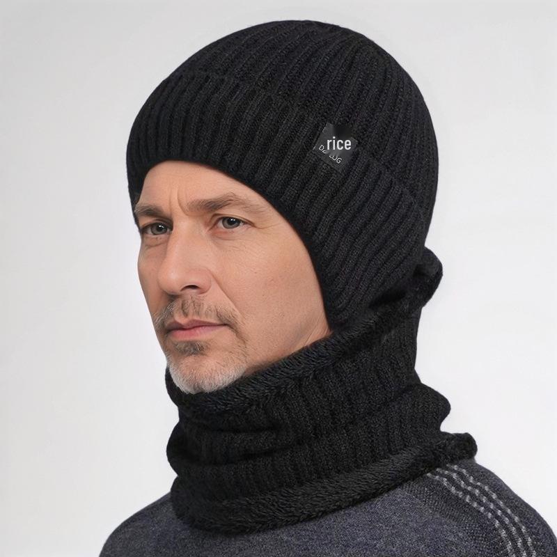 

Мужская ветрозащитная шерстяная шапка-бини для осени/зимы - для среднего и пожилого возраста, с защитой ушей, флисовая подкладка