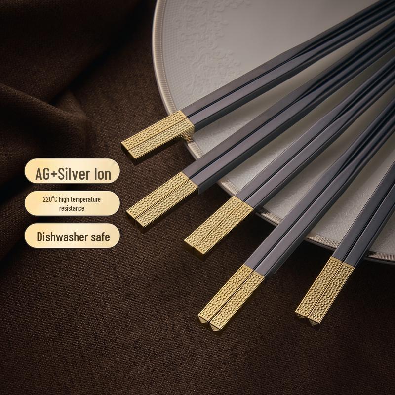 10-Pair Chinese Style Alloy Chopsticks Set