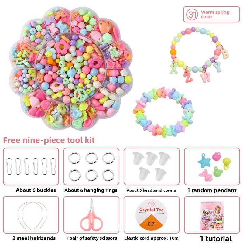 Children Bead Crafting Set Colorful Plastic Materials Handmade Accessories Gift