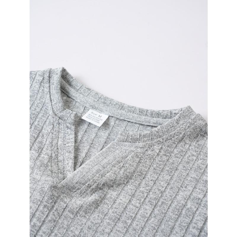 Men's Stretch Ribbed V-Neck Short Sleeve T-Shirt.