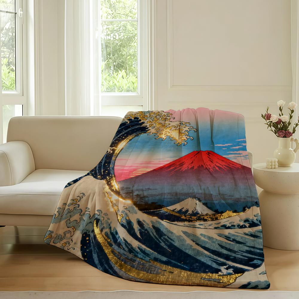 Art K Katsushika Hokusai Blanket Warm Soft Suitable For Bedroom Sofa Bed Living Room Office Travel Camping Gifts