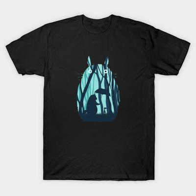 Unisex Black Print T-shirt Super Large TShirt My-neighbor-totoro No-Cut Transfer Paper Print Cotton Tshirt Unisex