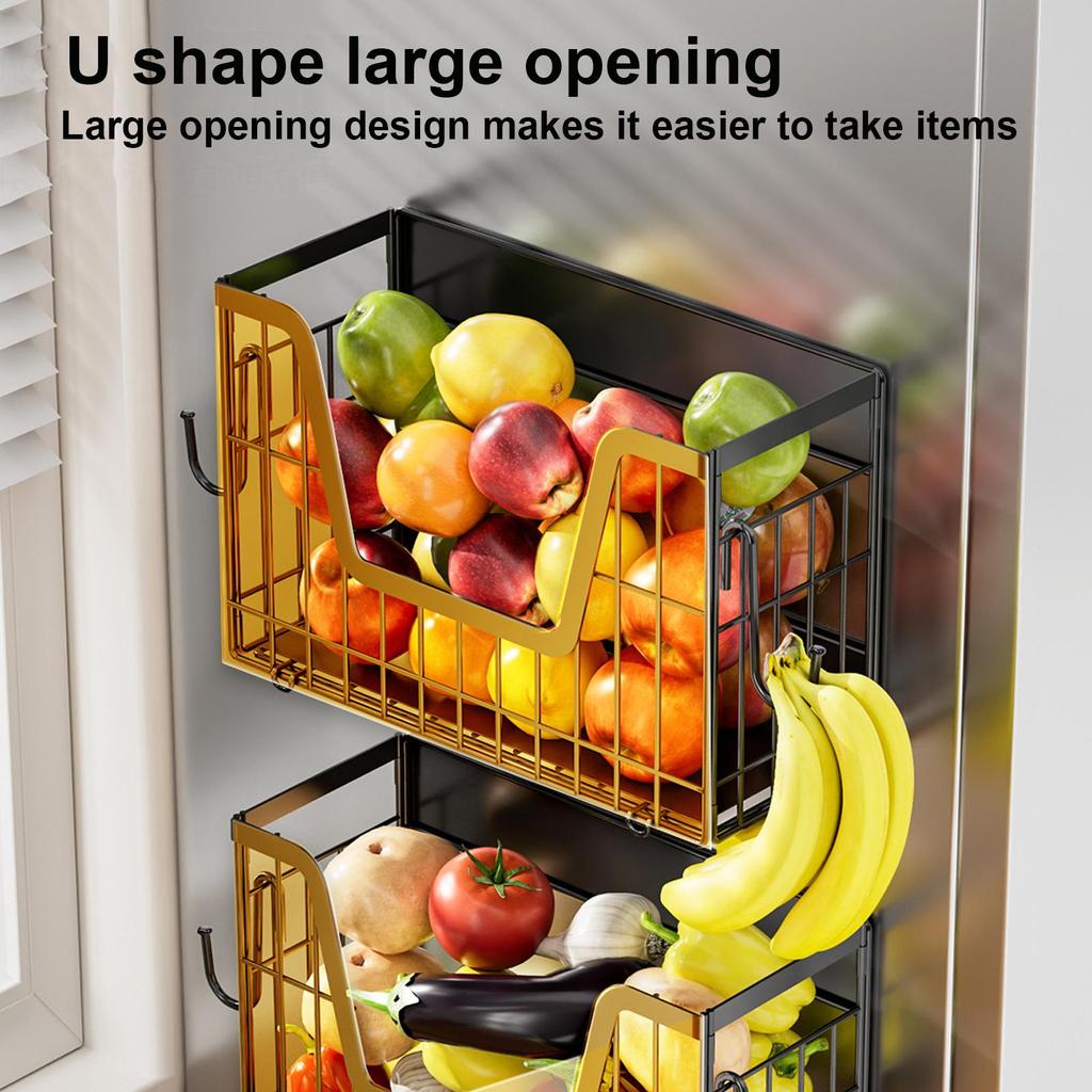Magnetic fruit storage rack Folding Fridge Side Storage Racks punch-free vegetable fruit storage rack Kitchen seasoning box
