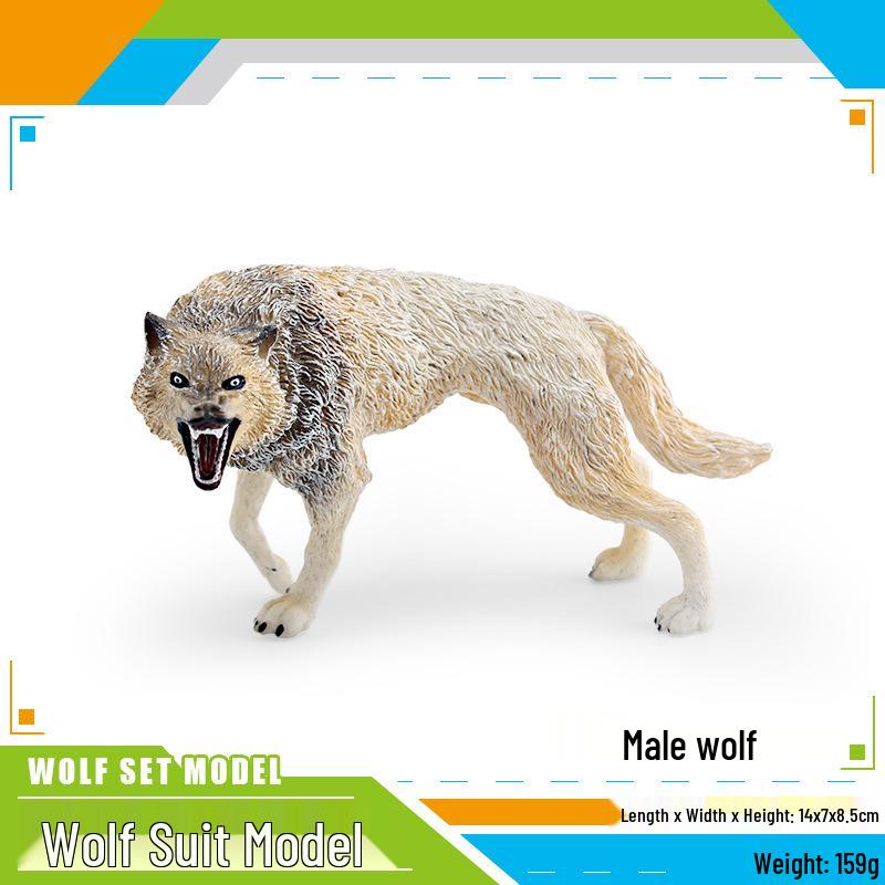 Wild Animal Wolf Family Model - Children's Educational Toy Set with Male, Female, and Cub Wolves