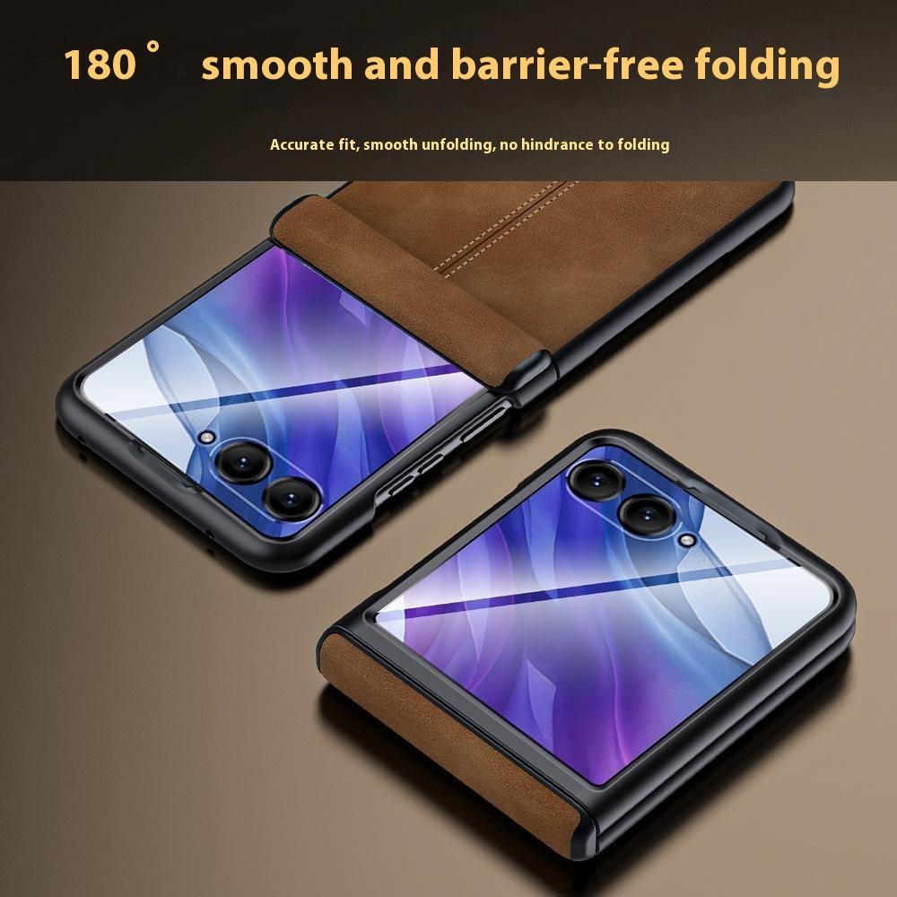 For Motorola Razr 60 Ultra 5G Case Leather Hard PC Phone Cover with Rear Screen Film/Hinge