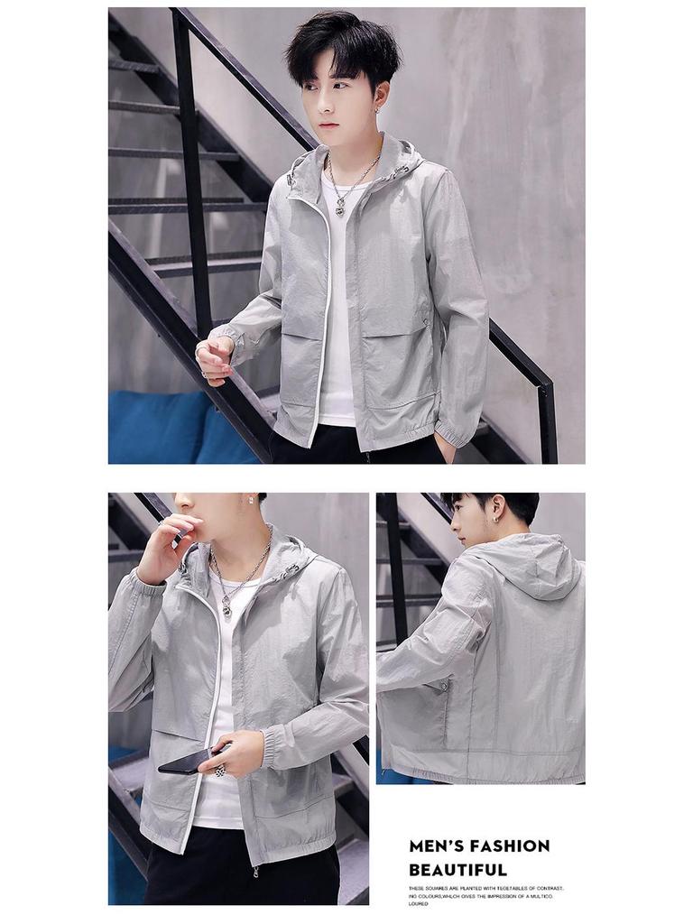 Coupe-vent léger pour homme avec protection solaire anti-UV - Veste respirante pour le sport.