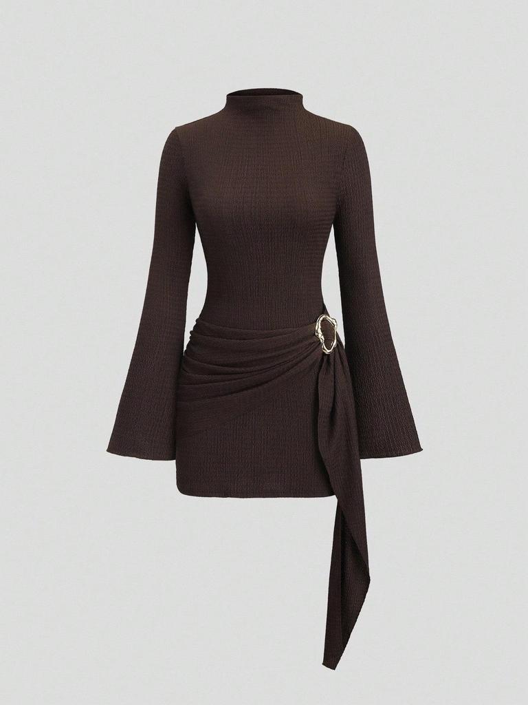 Women's Spring 2026 Slimming Knit Texture Solid Color Dress
