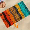 1 Stück Boho Tribal Strandtuch, Polyester Schnelltrocknend bedruckt, Türkis & Orange Ethnisches Streifenmuster, Weiches Handtuch für Strand & Schwimmen, Sum