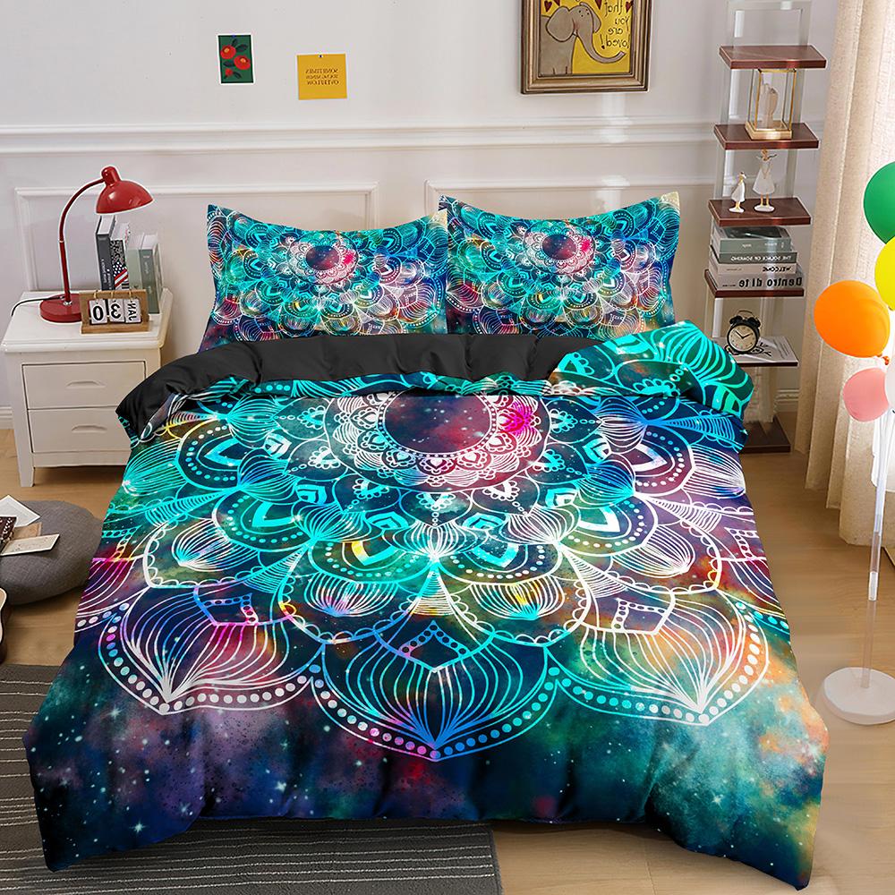 Psychedelic Boho Luxury Bedding Set 2/3PCS With Pillowcase King Mandala Duvet Cover Queen Comforter Cover Polyester Quilt Cover