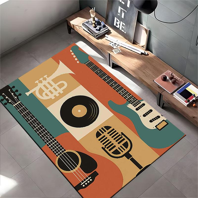 Retro Music Instruments Pattern suitable as a non-slip mat for the living room or bedroom sofa