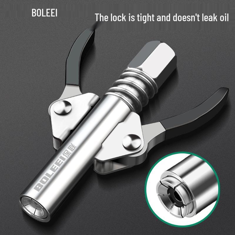 High-Pressure Self-Locking Grease Gun Nozzle with Pliers-Type Head for Manual/Electric/Pneumatic Applications