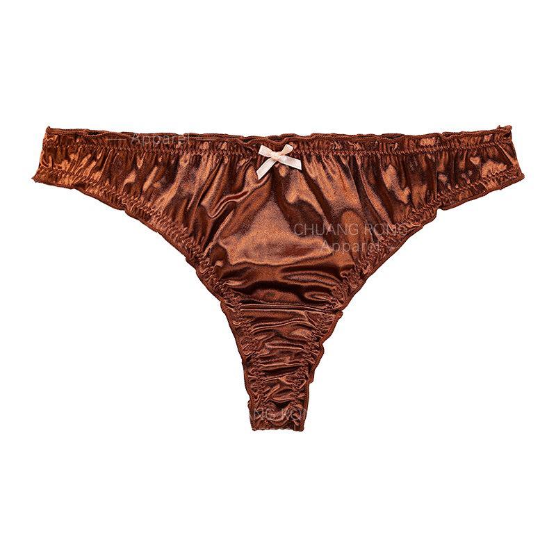 Europäischer & Amerikanischer Plus Size Satin Low-Rise Eis Seiden Tanga