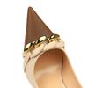 Bankett-High-Heels für Damen, leichter Schnitt, Farbblockierung, spitze Metallkette, dekorative Einzelschuhe