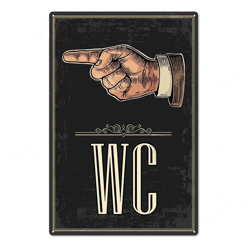 Toilet Sign Vintage Funny Metal Posters Tin Sign WC Lavatory Toilettes Wall Art Bathroom Restroom
